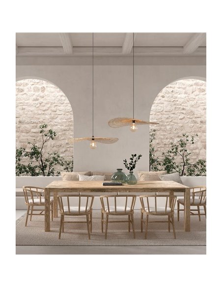 Lámpara de techo colgante ovalada PAMELA, natural ø75cm 1xE27