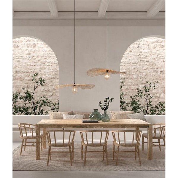 Lámpara de techo colgante ovalada PAMELA, natural ø75cm 1xE27