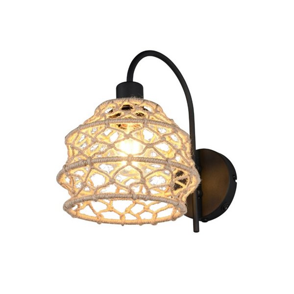 Aplique de pared cuerda natural HIVE con interruptor integrado bombilla excl. 1x E27 max. 10W IP20