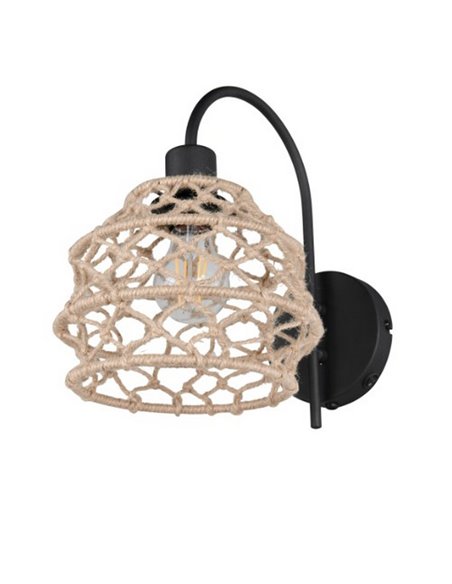 Aplique de pared cuerda natural HIVE con interruptor integrado bombilla excl. 1x E27 max. 10W IP20