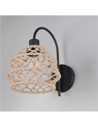 Luminária de parede em corda natural HIVE com lâmpada de interruptor integrada, exceto 1x E27 máx. 10 W IP20