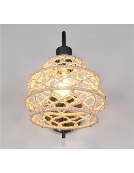 Aplique de pared cuerda natural HIVE con interruptor integrado bombilla excl. 1x E27 max. 10W IP20
