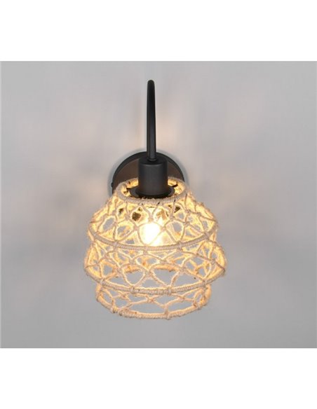 Luminária de parede em corda natural HIVE com lâmpada de interruptor integrada, exceto 1x E27 máx. 10 W IP20