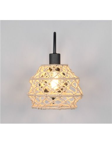 Aplique de pared cuerda natural HIVE con interruptor integrado bombilla excl. 1x E27 max. 10W IP20