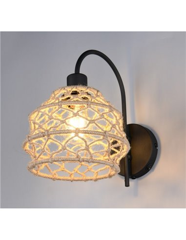 Luminária de parede em corda natural HIVE com lâmpada de interruptor integrada, exceto 1x E27 máx. 10 W IP20