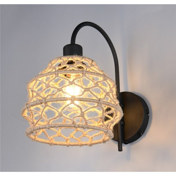 Aplique de pared cuerda natural HIVE con interruptor integrado bombilla excl. 1x E27 max. 10W IP20