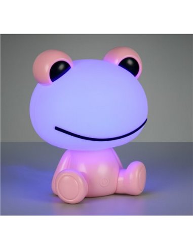 Lámpara infantil de mesa ranita HOPPER con interruptor y cambio de color RGB 3W 1x 30lm IP20 Rosa