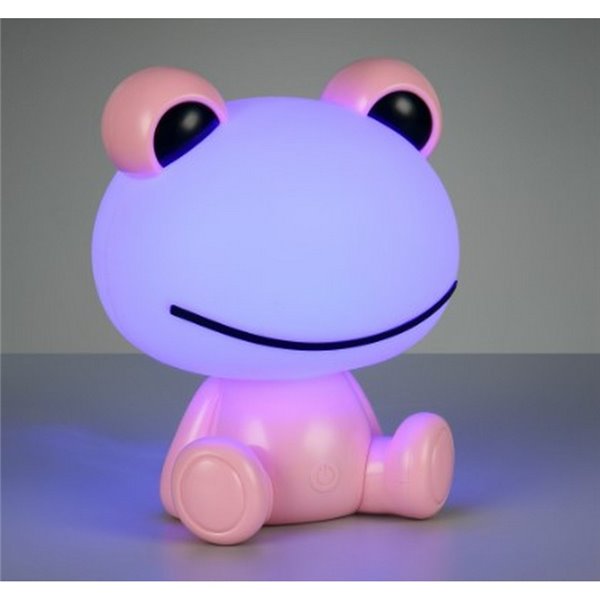 Lámpara infantil de mesa ranita HOPPER con interruptor y cambio de color RGB 3W 1x 30lm IP20 Rosa