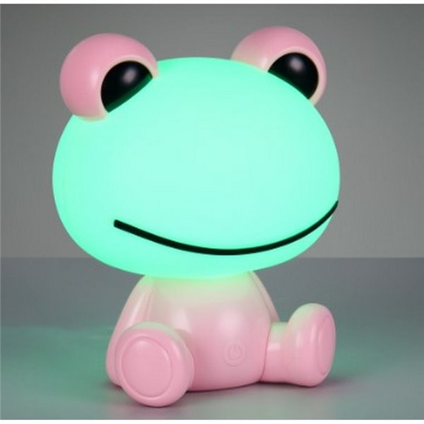 Lámpara infantil de mesa ranita HOPPER con interruptor y cambio de color RGB 3W 1x 30lm IP20 Rosa
