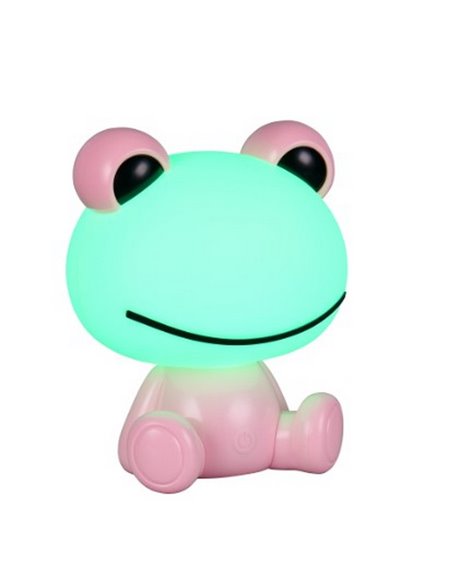 Lámpara infantil de mesa ranita HOPPER con interruptor y cambio de color RGB 3W 1x 30lm IP20 Rosa