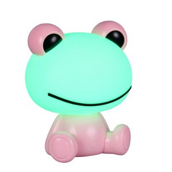 Lámpara infantil de mesa ranita HOPPER con interruptor y cambio de color RGB 3W 1x 30lm IP20 Rosa