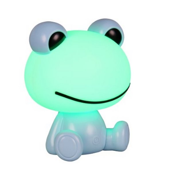 Lámpara de sobremesa ranita infantil HOPPER con interruptor y cambio de color RGB 3W 1x 30lm IP20 Azul