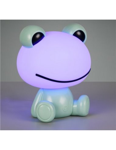 Lámpara infantil de sobremesa ranita HOPPER con interruptor y cambio de color RGB 3W 1x 30lm IP20 Verde