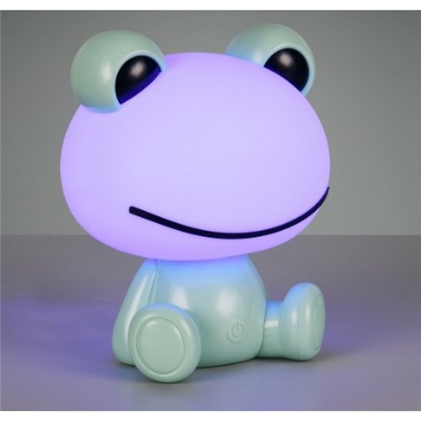 Lámpara infantil de sobremesa ranita HOPPER con interruptor y cambio de color RGB 3W 1x 30lm IP20 Verde