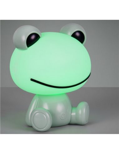 Lámpara infantil de sobremesa ranita HOPPER con interruptor y cambio de color RGB 3W 1x 30lm IP20 Verde