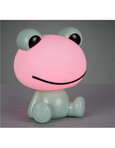 Lámpara infantil de sobremesa ranita HOPPER con interruptor y cambio de color RGB 3W 1x 30lm IP20 Verde