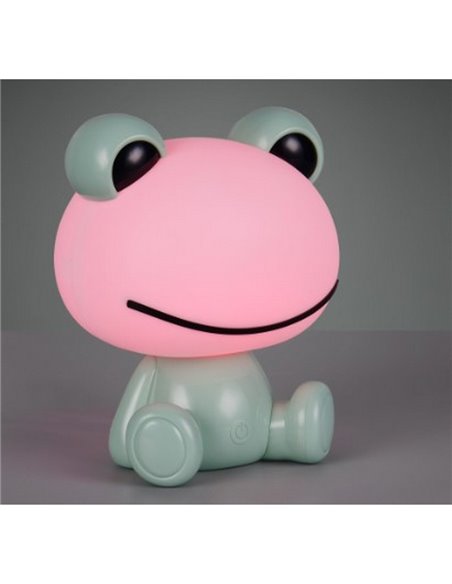 Lámpara infantil de sobremesa ranita HOPPER con interruptor y cambio de color RGB 3W 1x 30lm IP20 Verde