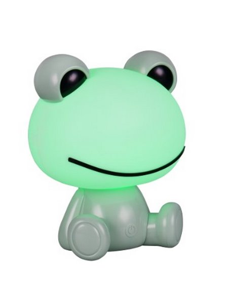 Lámpara infantil de sobremesa ranita HOPPER con interruptor y cambio de color RGB 3W 1x 30lm IP20 Verde