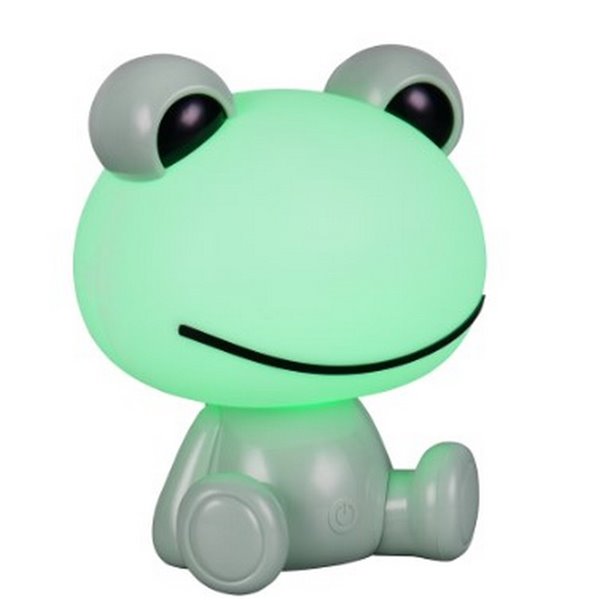 Lámpara infantil de sobremesa ranita HOPPER con interruptor y cambio de color RGB 3W 1x 30lm IP20 Verde