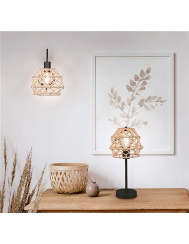 Applique murale en corde naturelle HIVE avec interrupteur intégré ampoule excl. 1x E27 max. 10 W IP20