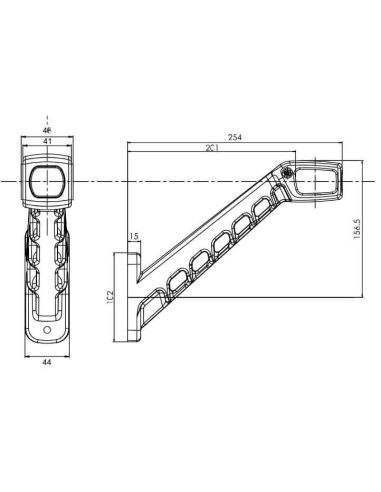 Medidas Galibo NEON comprimento 25,4 cm com logotipo WAS Âmbar - Branco - Vermelho 12V 24V A R1 SM1 W256N LOGO