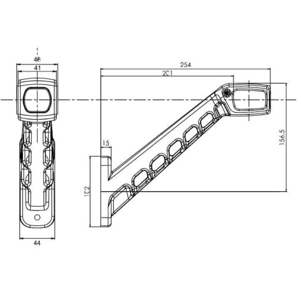 Mesures Galibo NEON longueur 25,4 cm avec logo WAS Ambre - Blanc - Rouge 12V 24V A R1 SM1 W256N LOGO