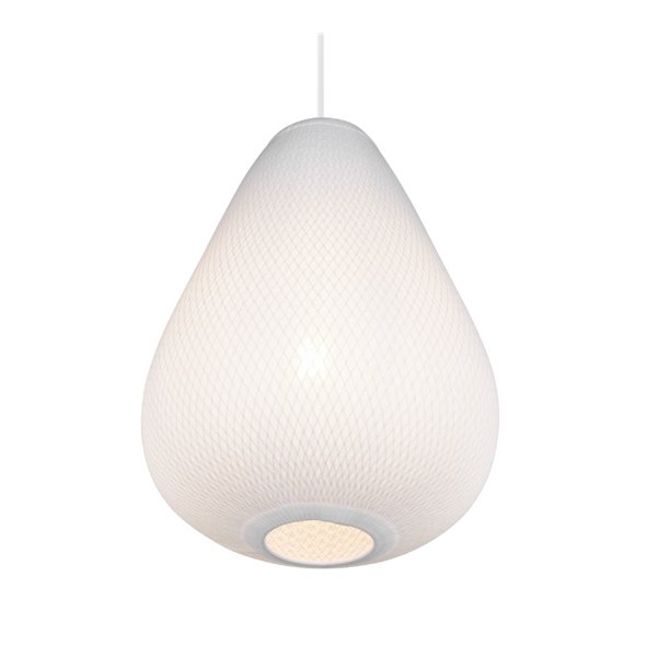 Plafonnier JANINE avec abat-jour en tissu et résille, hauteur réglable et effet de lumière diffuse, ampoule exclue. 1x E27 max. 