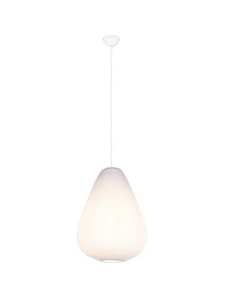 Plafonnier JANINE avec abat-jour en tissu et résille, hauteur réglable et effet de lumière diffuse, ampoule exclue. 1x E27 max. 