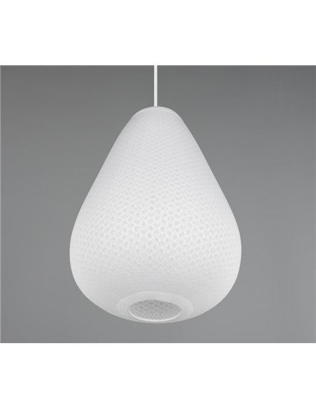 Lámpara de techo JANINE pantalla tela y rejilla, altura ajustable y efecto luz difusa bombilla excl. 1x E27 max. 40W IP20