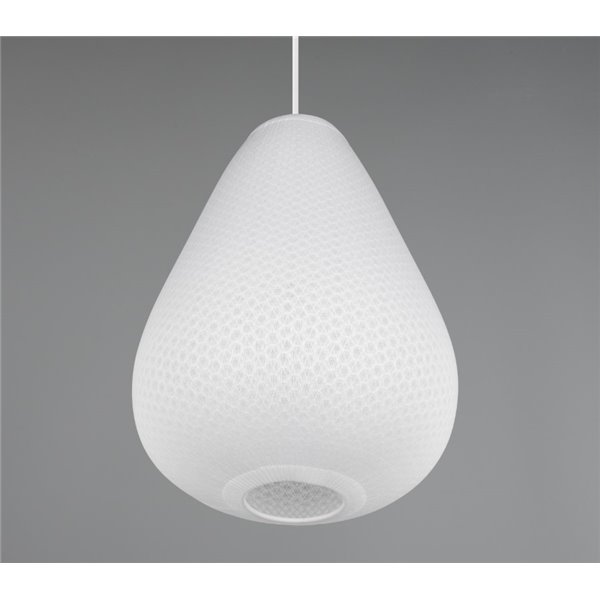 Plafonnier JANINE avec abat-jour en tissu et résille, hauteur réglable et effet de lumière diffuse, ampoule exclue. 1x E27 max. 