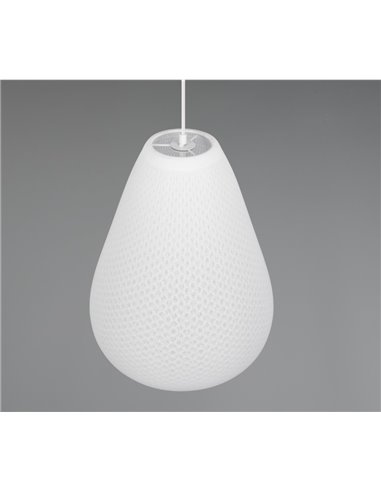 Plafonnier JANINE avec abat-jour en tissu et résille, hauteur réglable et effet de lumière diffuse, ampoule exclue. 1x E27 max. 