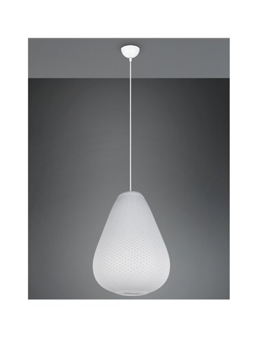 Luminária de teto JANINE com cúpula de tecido e malha, altura ajustável e efeito de luz difusa, lâmpada excl. 1x E27 máx. 40 W I