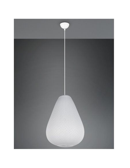 Luminária de teto JANINE com cúpula de tecido e malha, altura ajustável e efeito de luz difusa, lâmpada excl. 1x E27 máx. 40 W I