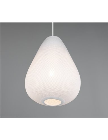 Luminária de teto JANINE com cúpula de tecido e malha, altura ajustável e efeito de luz difusa, lâmpada excl. 1x E27 máx. 40 W I