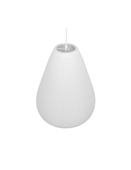 Plafonnier JANINE avec abat-jour en tissu et résille, hauteur réglable et effet de lumière diffuse, ampoule exclue. 1x E27 max. 