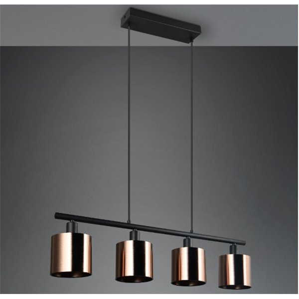 Lámpara colgante con 4 pantallas de vidrio JASON altura ajustable bombilla excl. 4x E14 max. 10W IP20