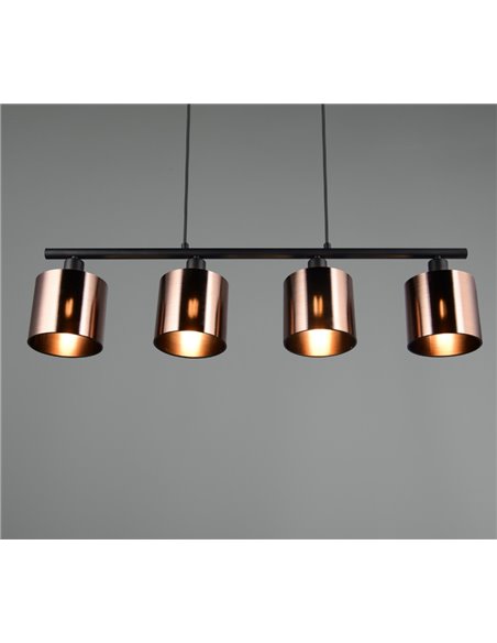 Lámpara colgante con 4 pantallas de vidrio JASON altura ajustable bombilla excl. 4x E14 max. 10W IP20