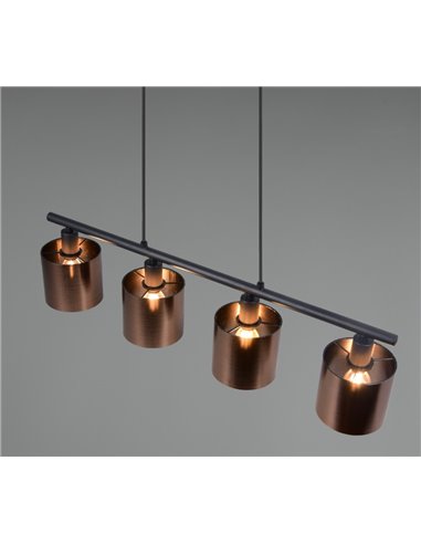 Lámpara colgante con 4 pantallas de vidrio JASON altura ajustable bombilla excl. 4x E14 max. 10W IP20