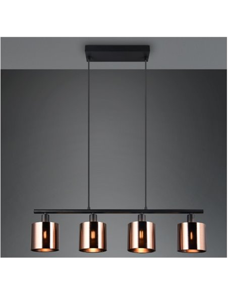 Lampe à suspension JASON avec 4 abat-jours en verre hauteur réglable ampoule excl. 4x E14 max. 10 W IP20