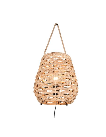 Lámpara de sobremesa fibra natural JEAN con asa para colgar bombilla excl. 1x E27 max. 40W IP20