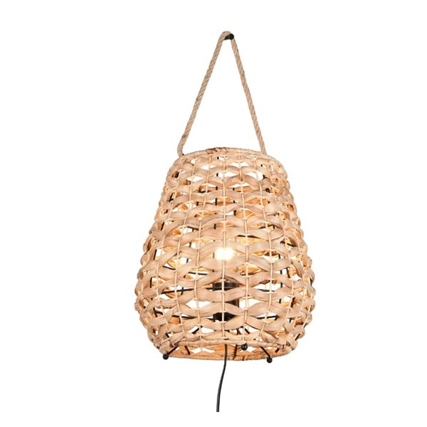 Lampe de table JEAN en fibre naturelle avec poignée pour suspension, ampoule exclue. 1x E27 max. 40 W IP20