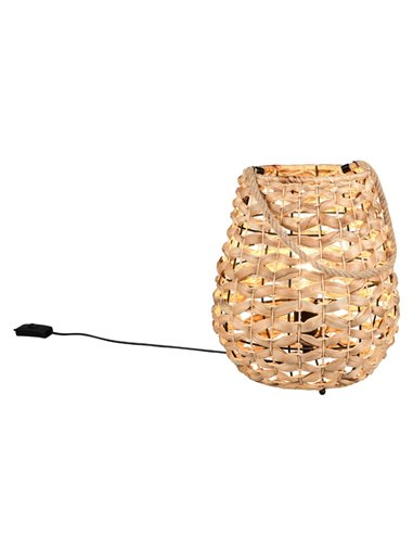 Lámpara de sobremesa fibra natural JEAN con asa para colgar bombilla excl. 1x E27 max. 40W IP20