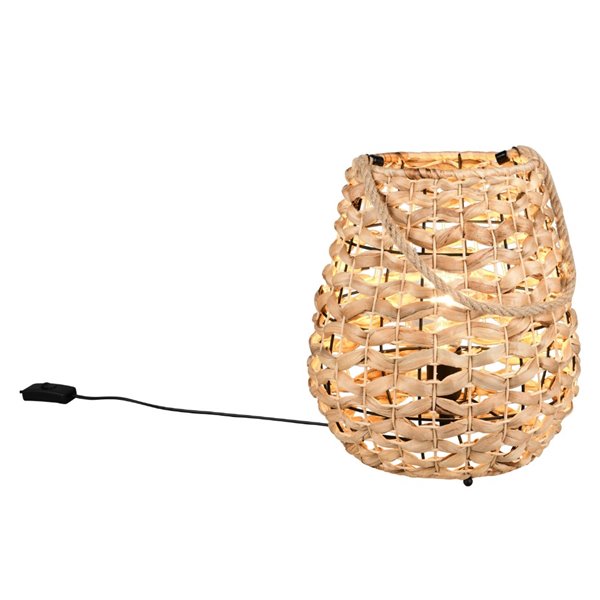 Lámpara de sobremesa fibra natural JEAN con asa para colgar bombilla excl. 1x E27 max. 40W IP20