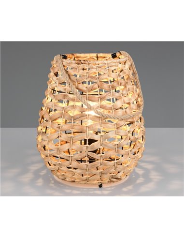 Lampe de table JEAN en fibre naturelle avec poignée pour suspension, ampoule exclue. 1x E27 max. 40 W IP20