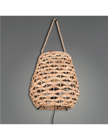 Lampe de table JEAN en fibre naturelle avec poignée pour suspension, ampoule exclue. 1x E27 max. 40 W IP20