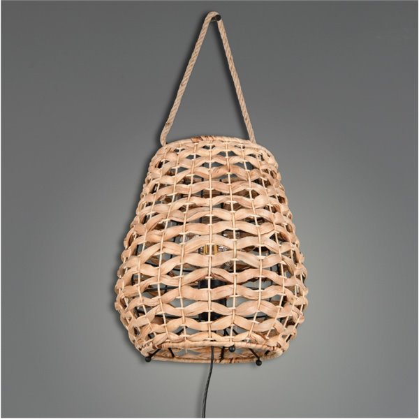 Lampe de table JEAN en fibre naturelle avec poignée pour suspension, ampoule exclue. 1x E27 max. 40 W IP20