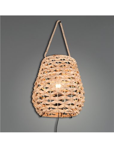 Lámpara de sobremesa fibra natural JEAN con asa para colgar bombilla excl. 1x E27 max. 40W IP20