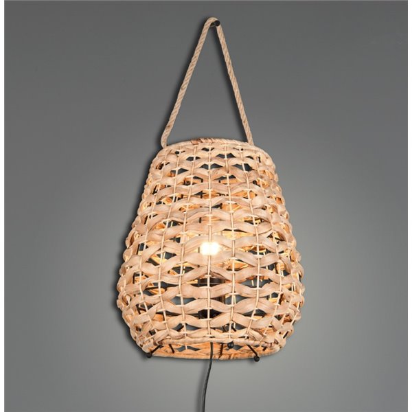 Lámpara de sobremesa fibra natural JEAN con asa para colgar bombilla excl. 1x E27 max. 40W IP20