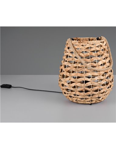 Lampe de table JEAN en fibre naturelle avec poignée pour suspension, ampoule exclue. 1x E27 max. 40 W IP20