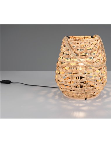 Lampe de table JEAN en fibre naturelle avec poignée pour suspension, ampoule exclue. 1x E27 max. 40 W IP20